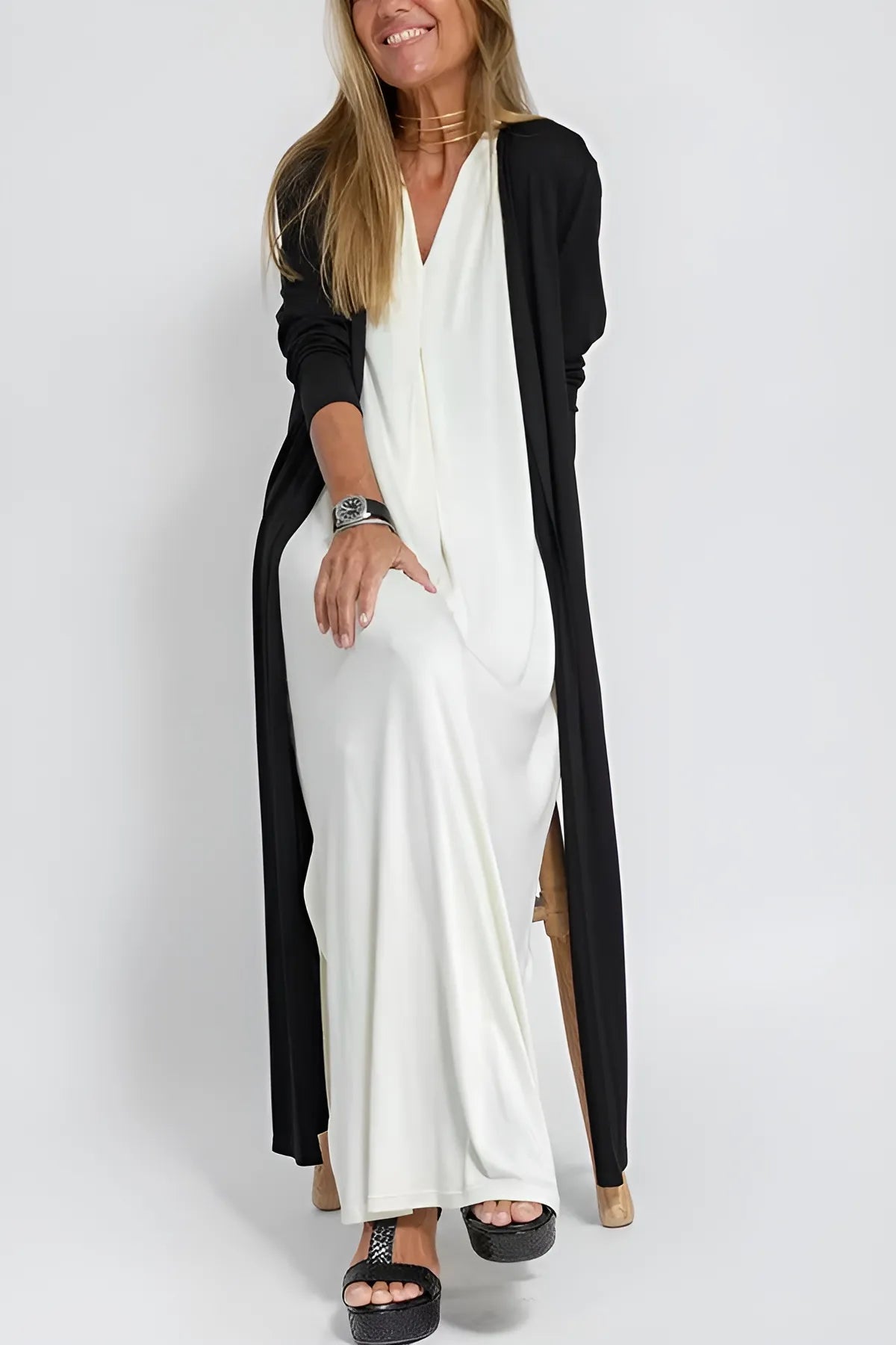 Lyvazza™ – Elegant Long Dress + Matching Cardigan