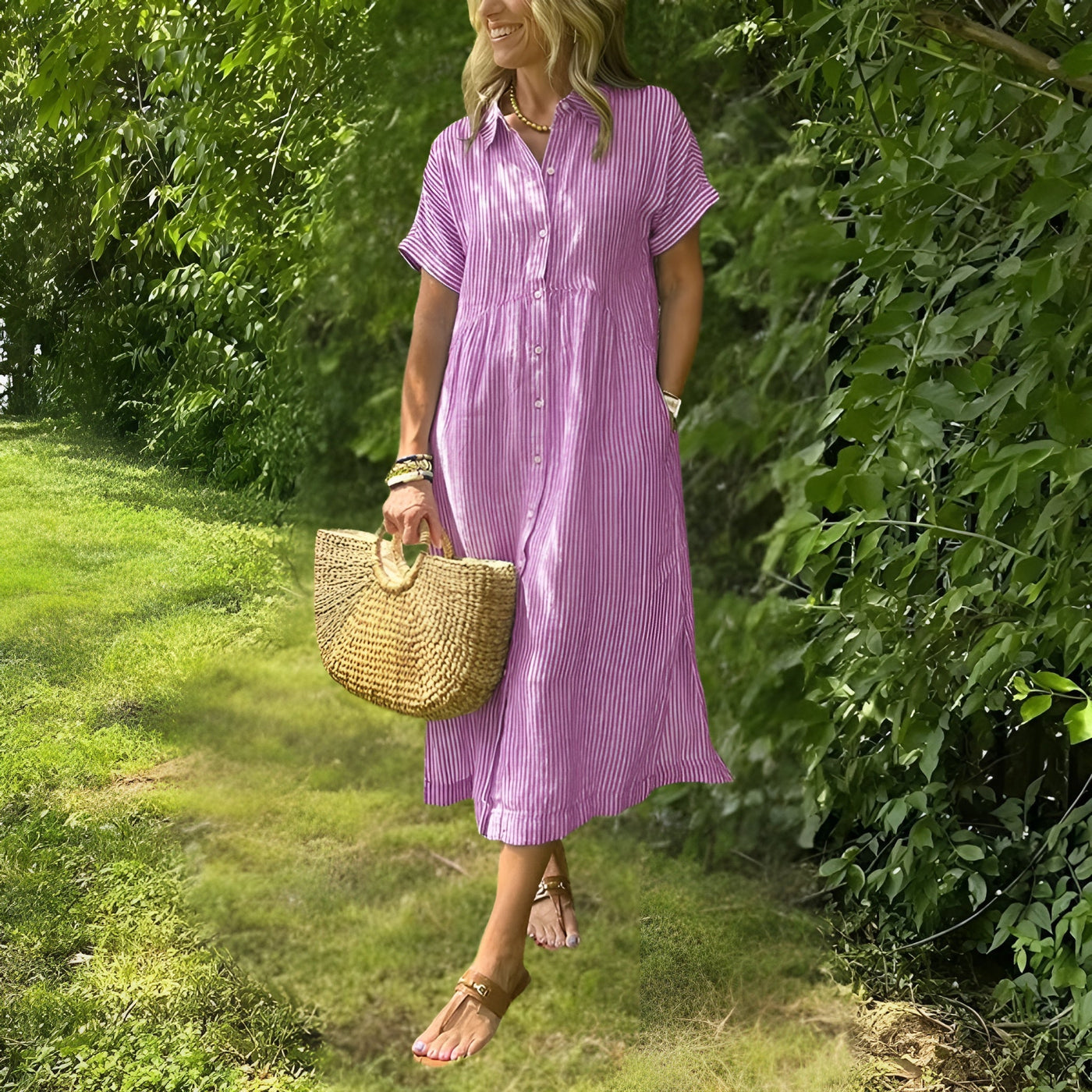 Florine | Flattering Striped Shirtdress