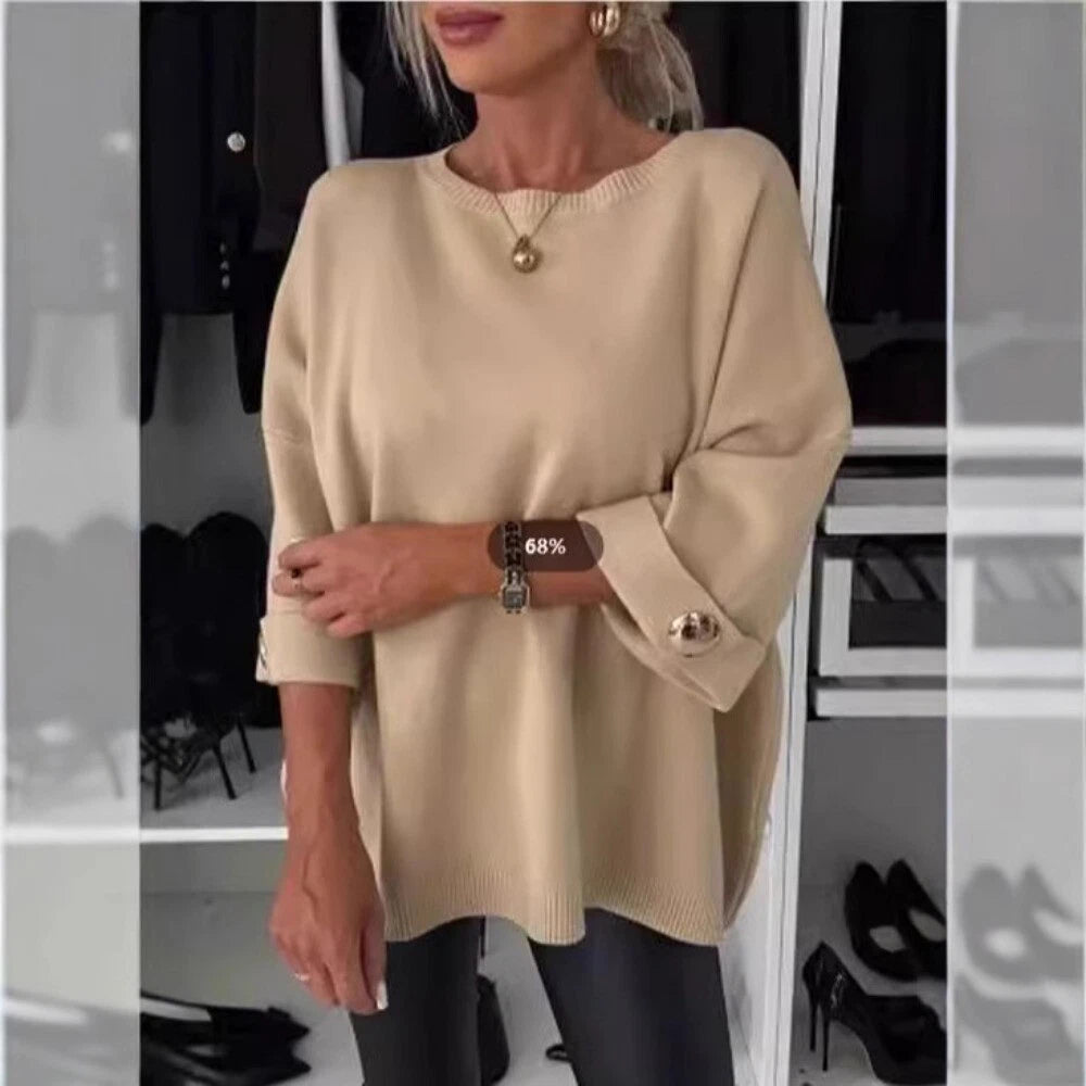 LuxeEase™ Buttoned Knit Sweater