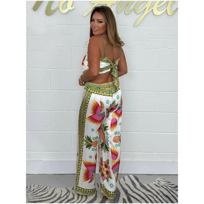 Printed top & Straight Leg Trousers