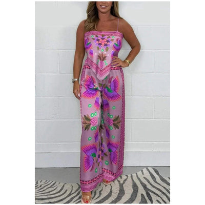 Printed top & Straight Leg Trousers