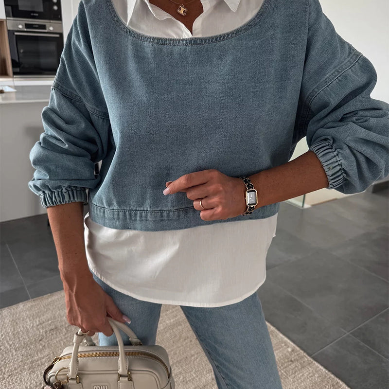 Elara – Chic Denim Two-Piece Set