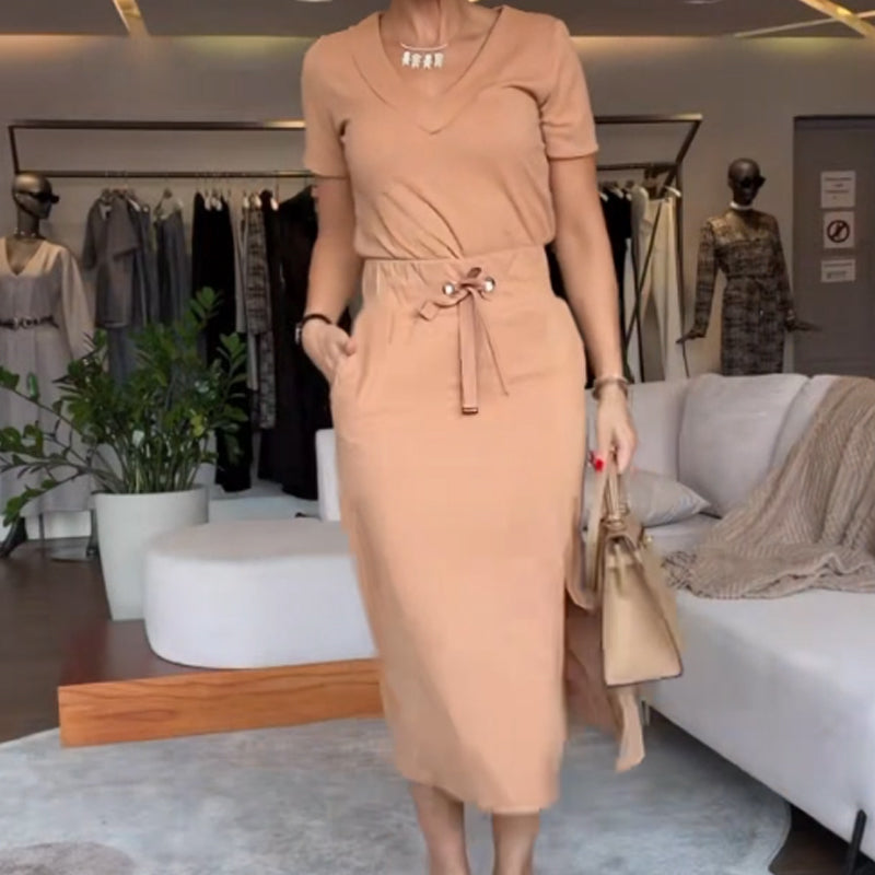 Varelia™ | Women’s V-Neck Top & Skirt Set