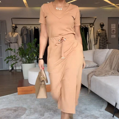 Varelia™ | Women’s V-Neck Top & Skirt Set