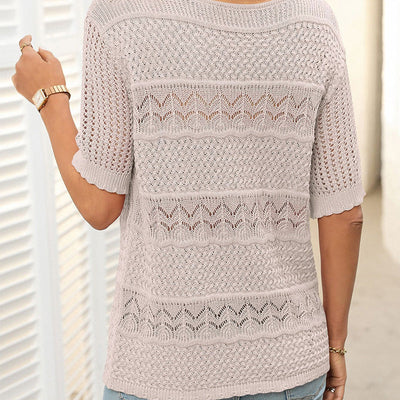Solynne™ | Hollow Knit Crochet Short-Sleeve Sweater
