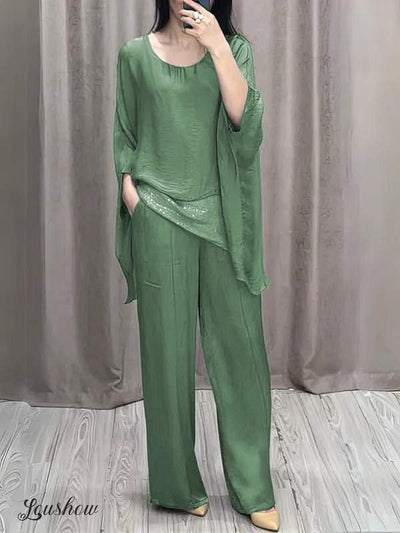 Esméra™ | Elegant V-Neck Two-Piece Dress Set