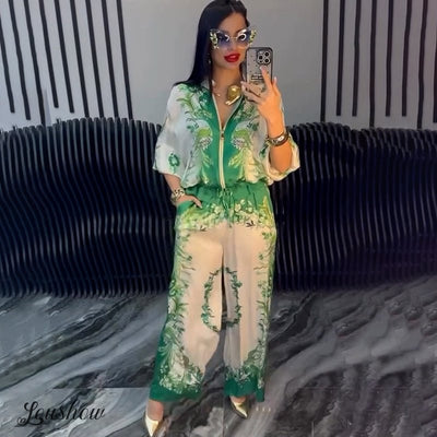 Esméra™ | Elegant V-Neck Two-Piece Dress Set