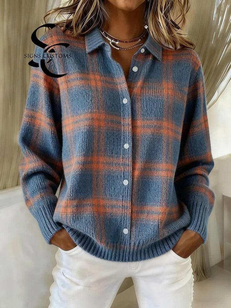Marcelline™ | Plaid Cotton Button Cardigan